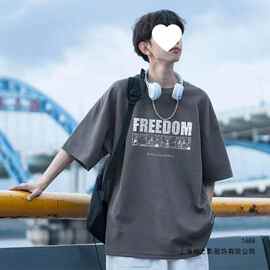 买一送一夏季短袖男士港风宽松新款百搭薄款体恤潮流ins衣服圆领
