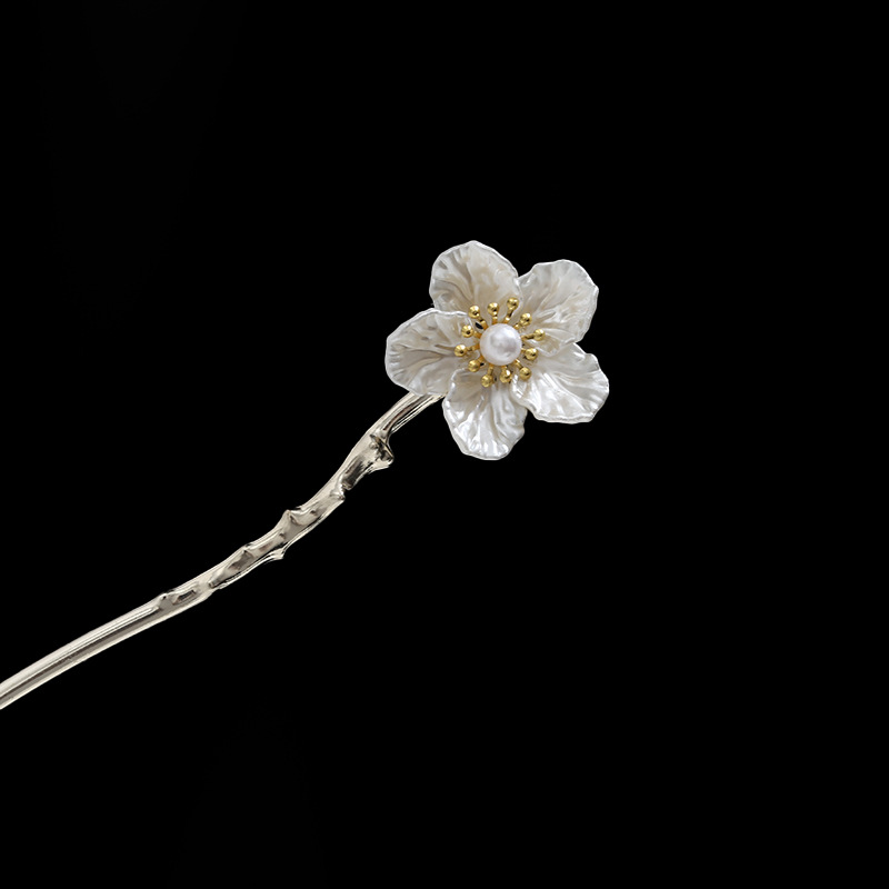 Rosa azul y blanco rhinestone flor horquilla mujeres de alto grado paso sacudida borla rizador de pelo horquilla estilo antiguo hanfu accesorios para el cabello otoño