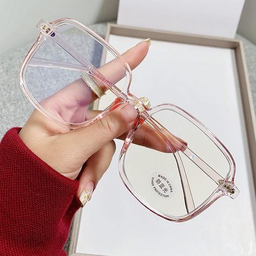 Ultra-light Myopia Small Red Book Instagram-Style Transparent TR90 Oversized Frame, No-Makeup Look, Influencer-Favorite Plain Glasses with Blue-Light Protection, Eyeglass Frame T30012