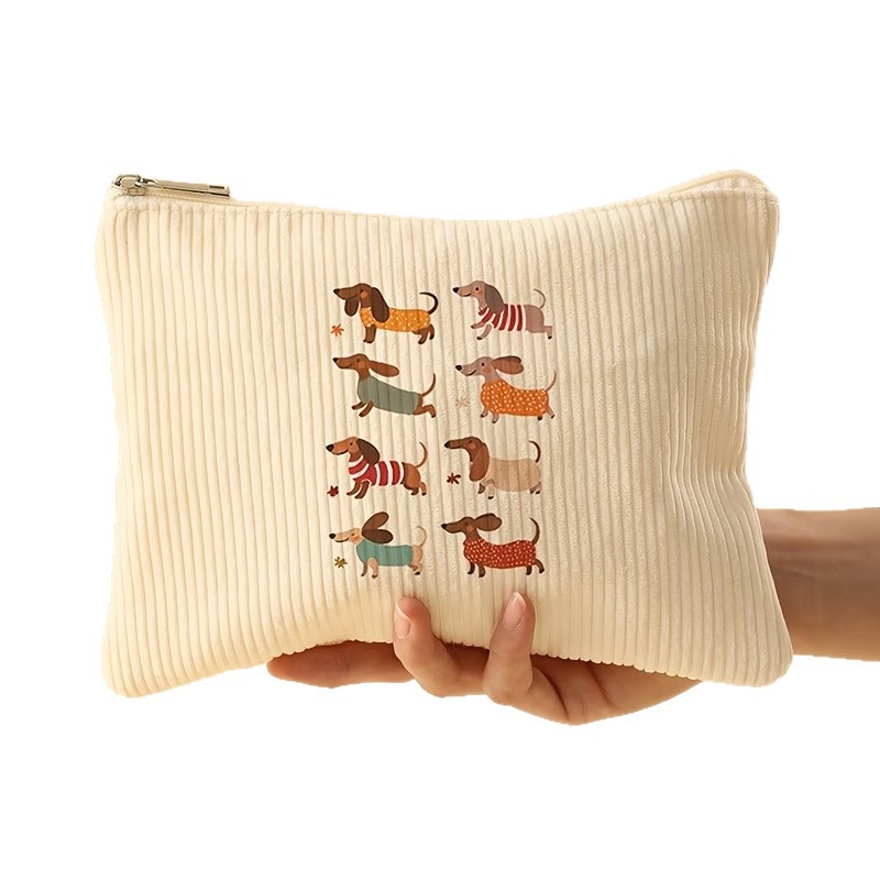 Amazon TEMU ganso cachorro animal serie patrón de velcro zipper bolsa de maquillaje ligera