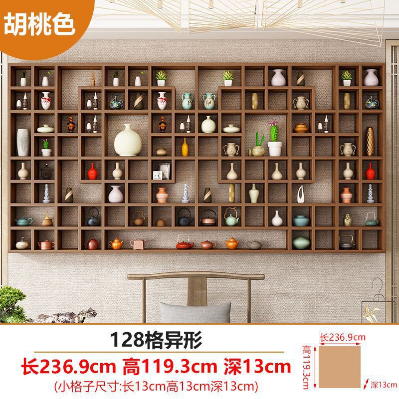 实木壁挂格子架博古置物架收纳架茶壶展示架书架货架饰品架茶杯架|undefined