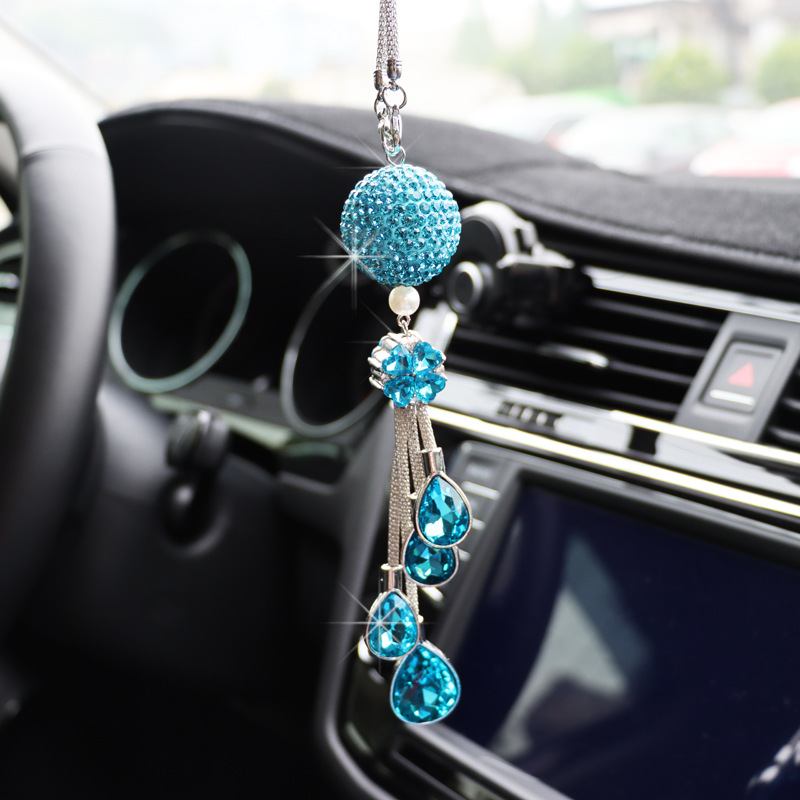 Car rearview mirror pendant metal pendant car Crystal Diamond Ball interior pendant car decoration rhinestone pendant ornaments