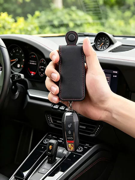 Porsche Key Case Genuine Leather Cayenne Panamera Macan Car Key Cover First-Layer Cowhide Custom Logo