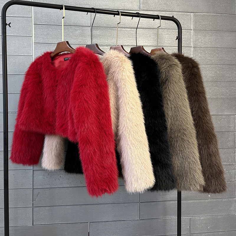 Imitation Tuscan fur imitation fur Toka coat Korean style solid color women's short coat factory direct sales