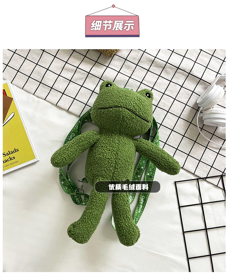 2021 Autumn New stylish and cute green frog single-shoulder crossbody bag wallet plush toy birthday gift for girls undefined