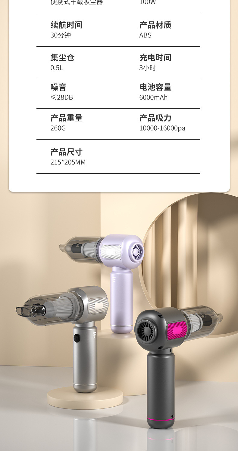 Car vacuum cleaner for cross-border use, new model with high suction power, suitable for both car and home, brushless and cordless