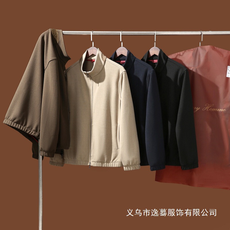 Cabinet 13W Italian-Style Luxury Old Money Style Sheep Wool Blend Men's Stand Collar Pilot Jacket Wholesale