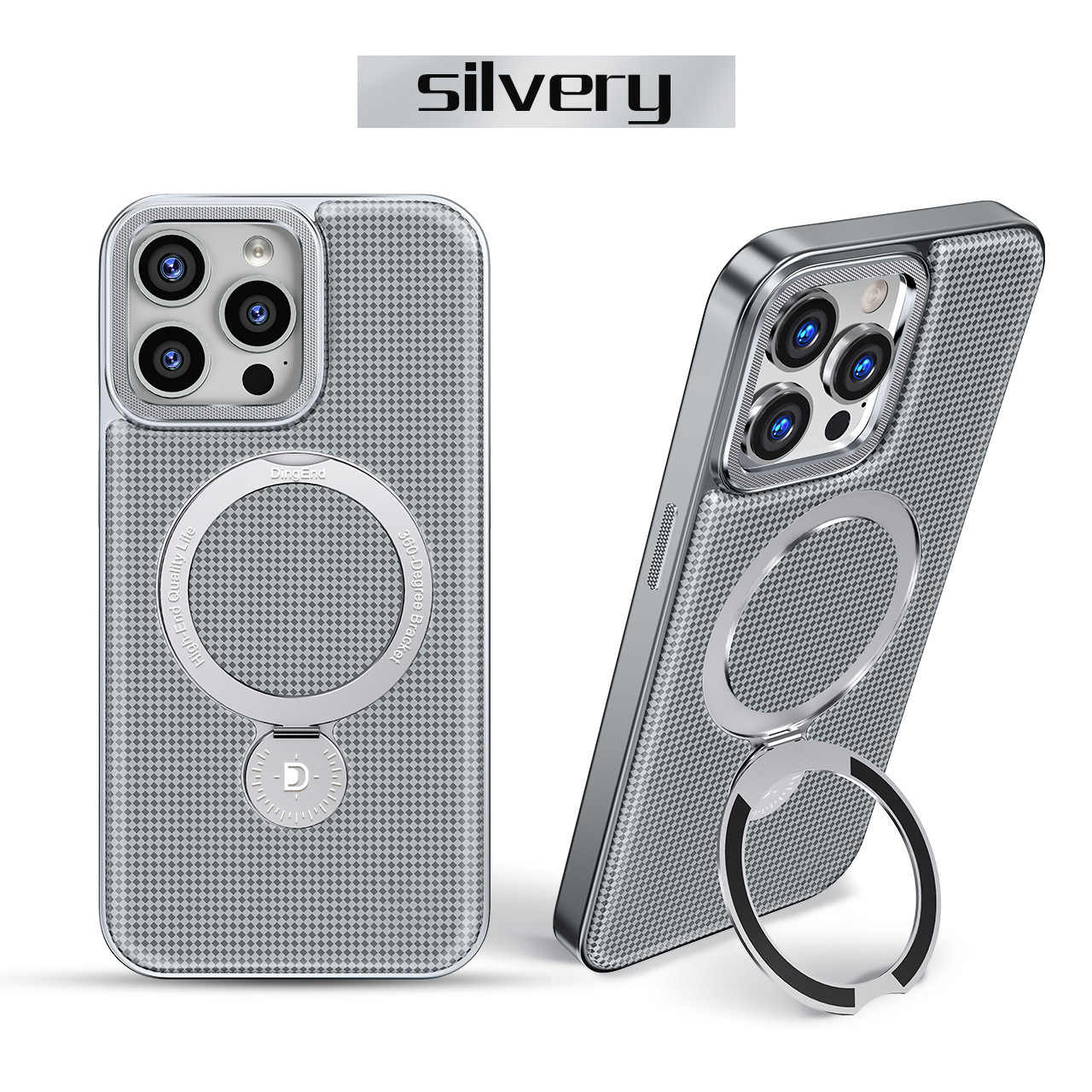 Ốp lưng da iPhone 17 Pro Max có giá đỡ xoay 360 độ, dùng cho iPhone 15 Pro/16 Pro Max — đen, xám, màu nâu chi tiết 10