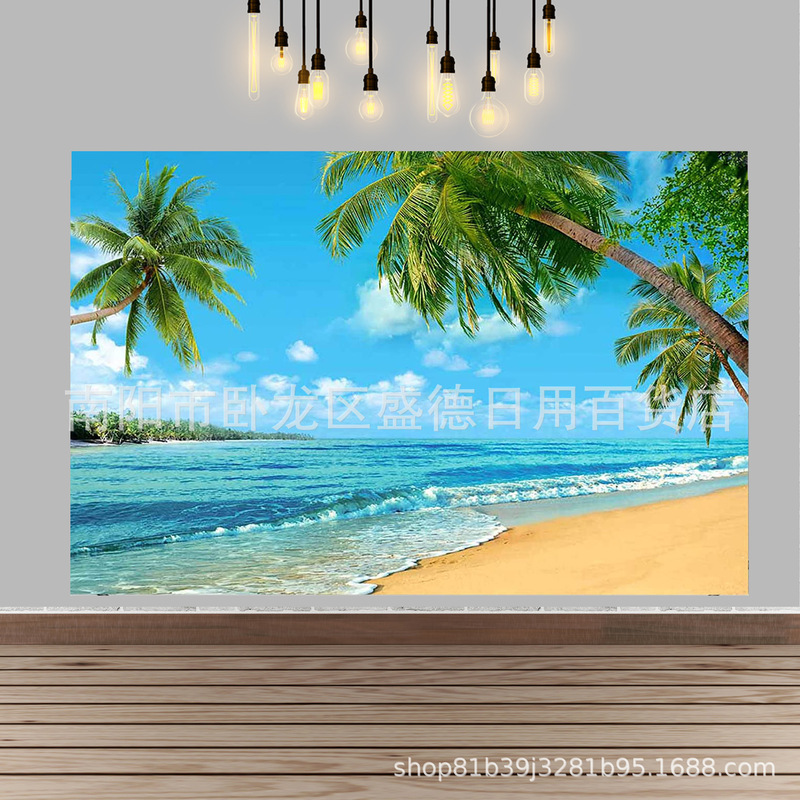 Foreign trade summer beach palm tree banner wedding bridal shower birthday party decoration studio background cloth