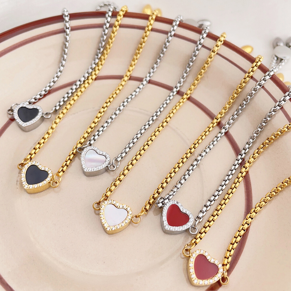 13g Weight 304 Stainless Steel Pendant Material Bracelets Classification 304 Stainless Steel Chain Material 1 Piece Quantity Holiday, Date, Tea Party Occasion 304 Stainless Steel Material Heart Shape Pattern Women's Gender Plating Design Sweet, Simple Style Style Sweet Simple Style Heart Shape 304 Stainless Steel Bracelets In Bulk 9
