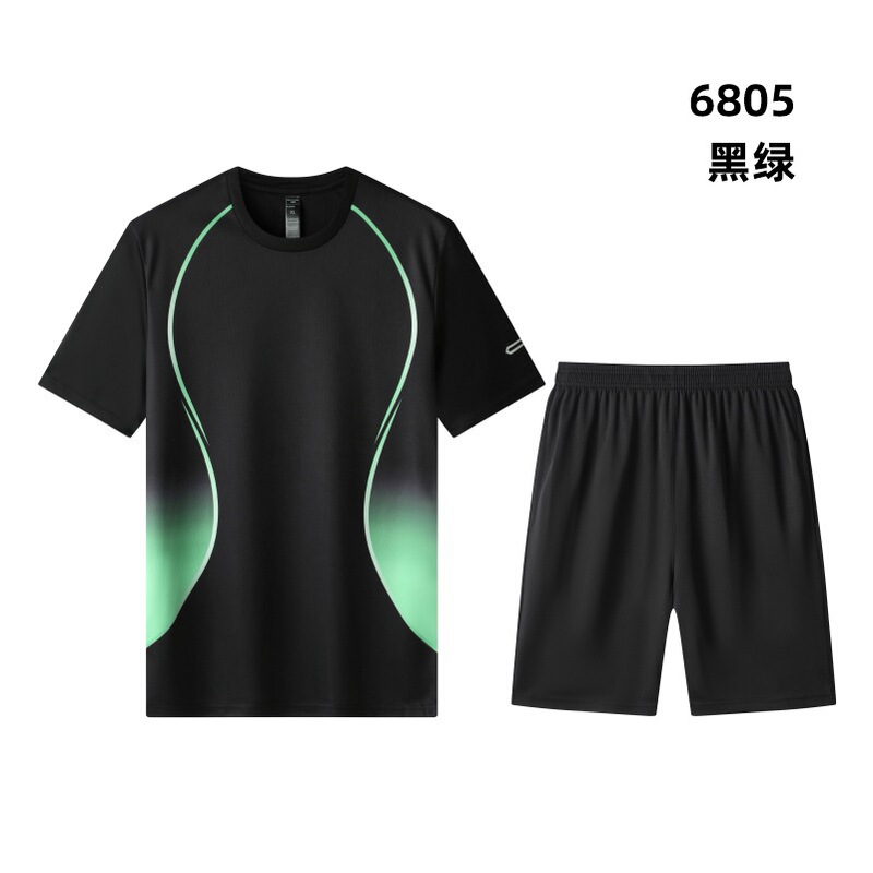 跑步服定制男冰丝运动服印logo健身衣套装夏季短袖t恤晨跑速干裤|undefined