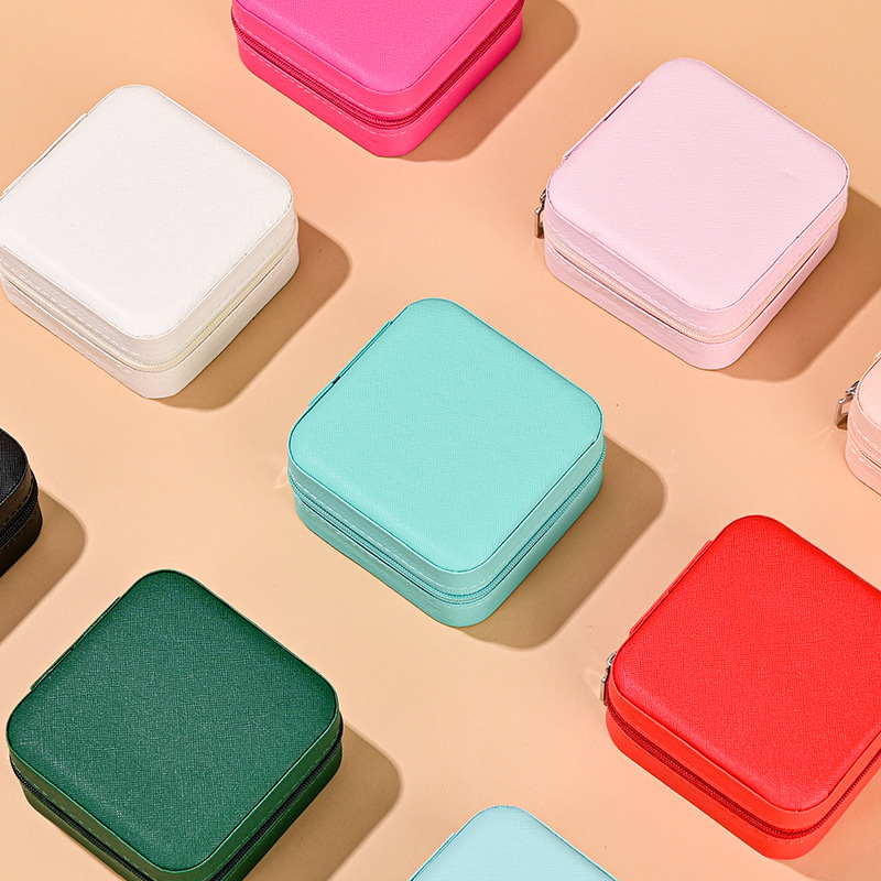 Mini joyero portátil minimalista transfronterizo, caja de almacenamiento, anillo de aretes, caja de embalaje de terciopelo, caja de joyería