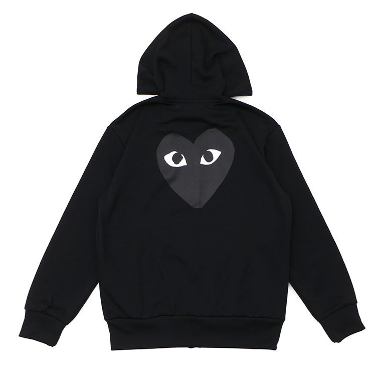 Autumn and Winter Velvet Hooded Sweatshirts for Men and Women, Small Black Heart Embroidered Long-Sleeved Trendy Versatile Zipper Cardigan Sweatshirts