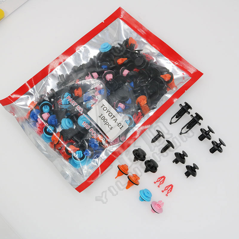 100 unids adecuado para Toyota coche puerta guardia rueda ceja clip piercing clavo motor guardia nylon hebilla