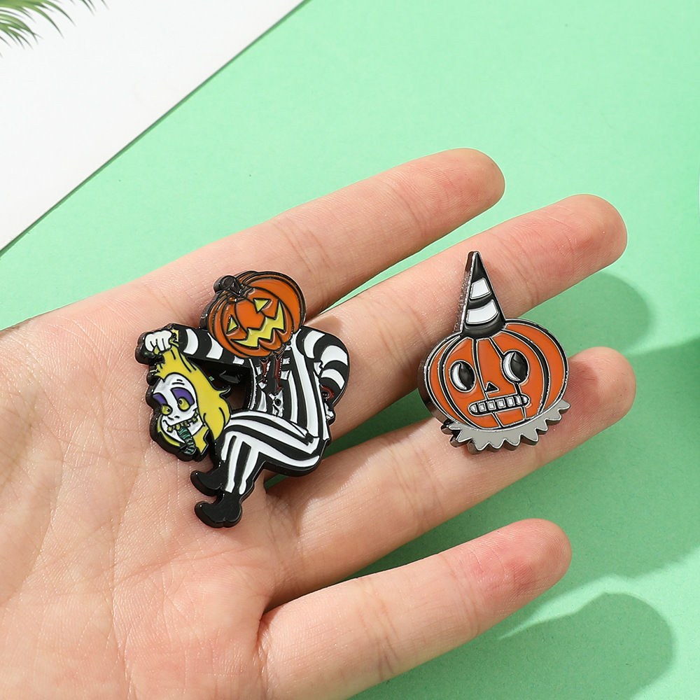 Alloy Material Halloween Festival IG Style Funny Pin Pumpkin Bat Skull Alloy Enamel Unisex Brooches