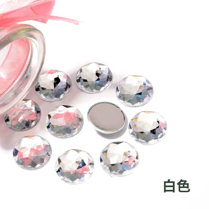 亚克力平底钻圆形倒角水钻塑料首饰贴片彩色烫钻散珠diy饰品配件|undefined
