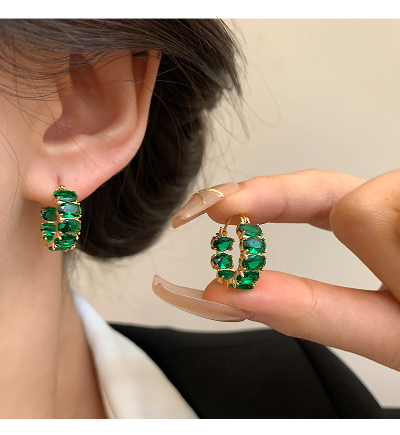 1 Pair Elegant Oval Inlay Copper Zircon Earrings display picture 1