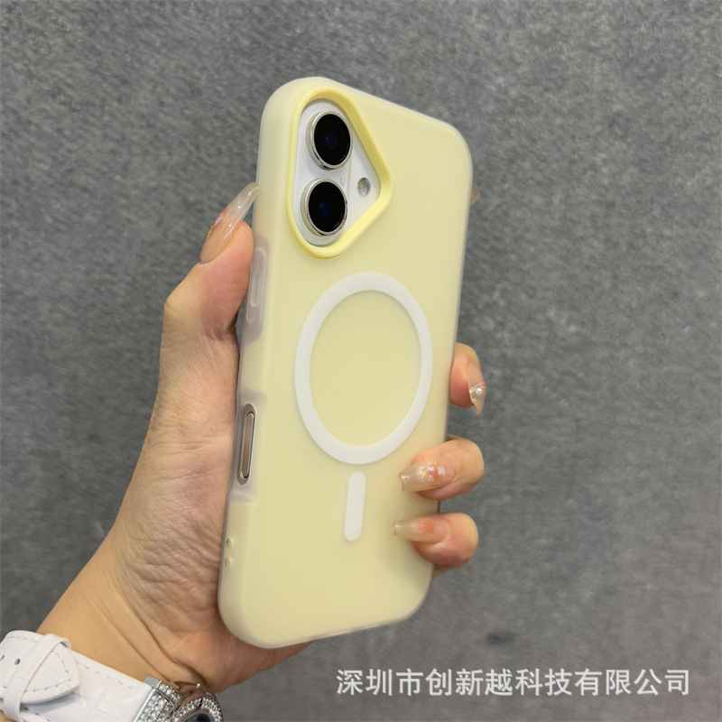 Apple 16promax ゼリー肌感触ツーインワン携帯電話ケース iPhone17 つや消し磁気吸引 15 ストラップカバーに適しています。|undefined