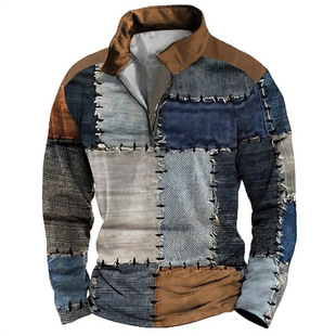 New Cross Border Hot Sale 3d Zipper Polo Shirt Digital Print Men Street Sport Fashion Camel Car