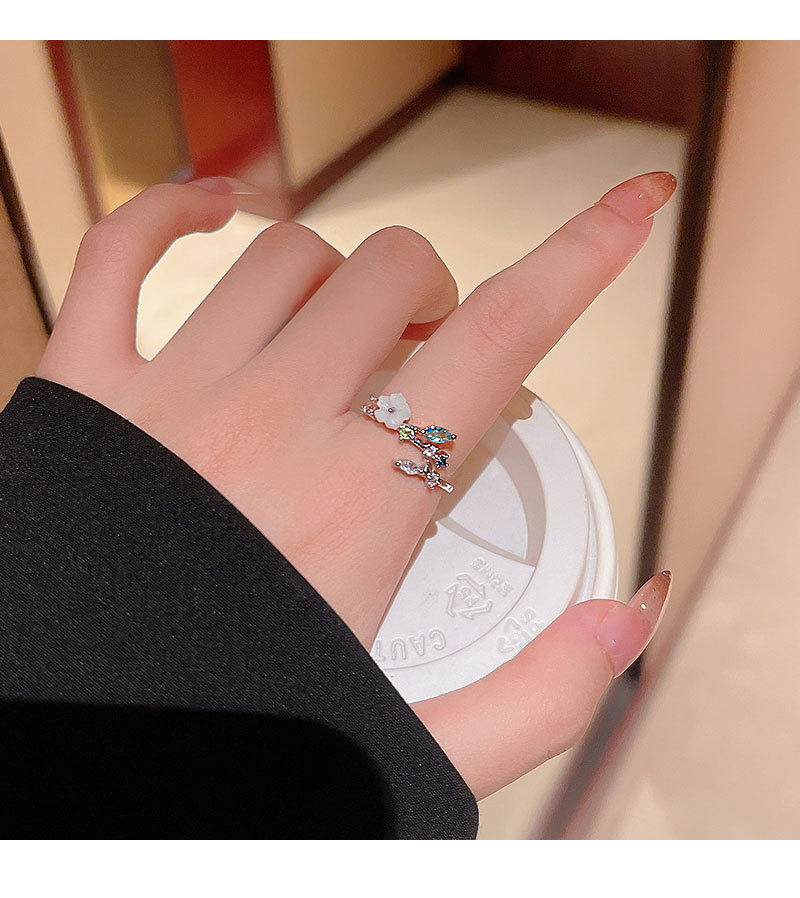 Sweet Flower Copper Inlay Artificial Gemstones Rings 1 Piece