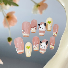 純手工光療穿戴甲白蘭地批發成品重複使用美甲貼片可拆卸