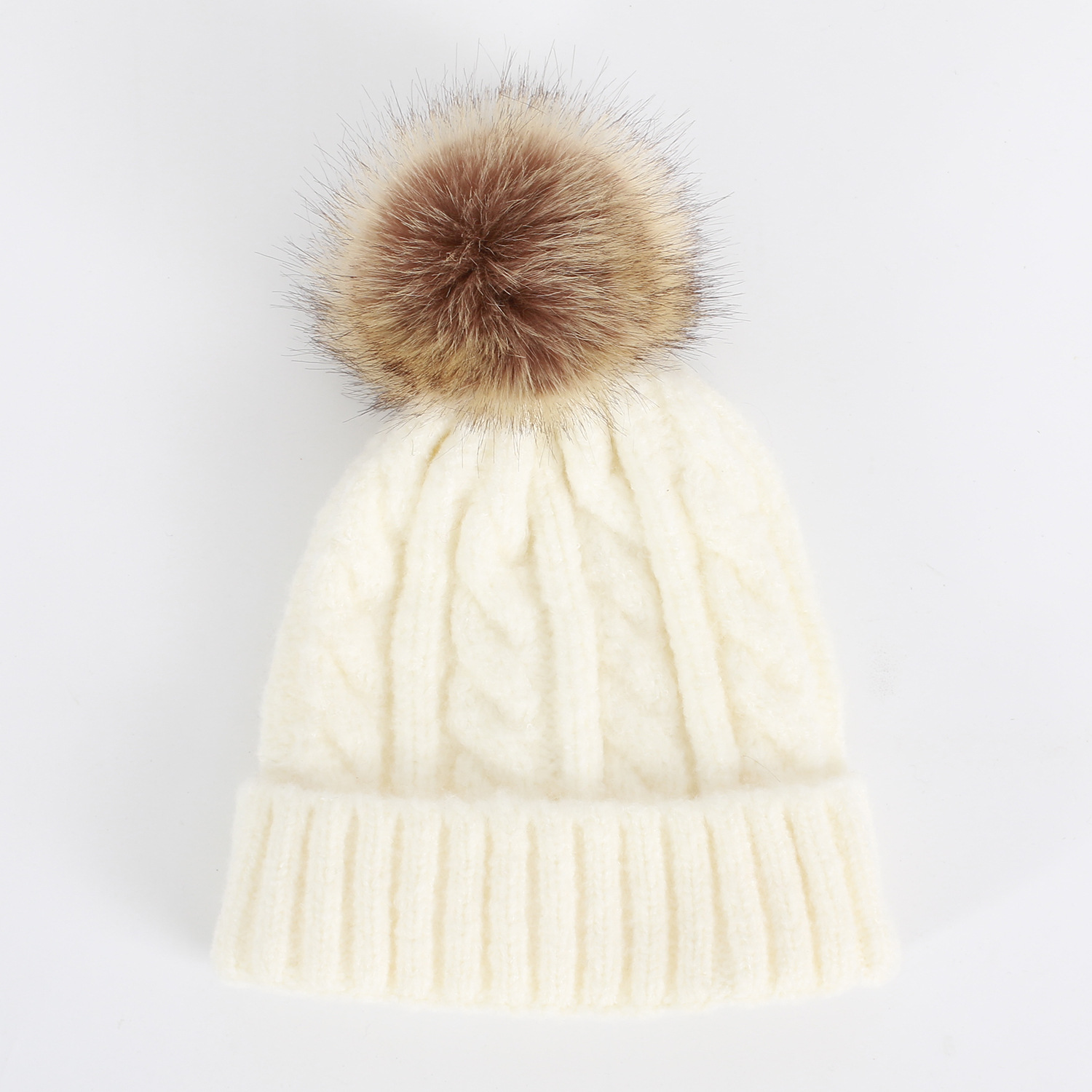 Gorro de lino grueso con patrón de una sola capa para mujer, versión coreana, tejido de Cachemira de mezcla de color sólido para otoño e invierno_voghion.com