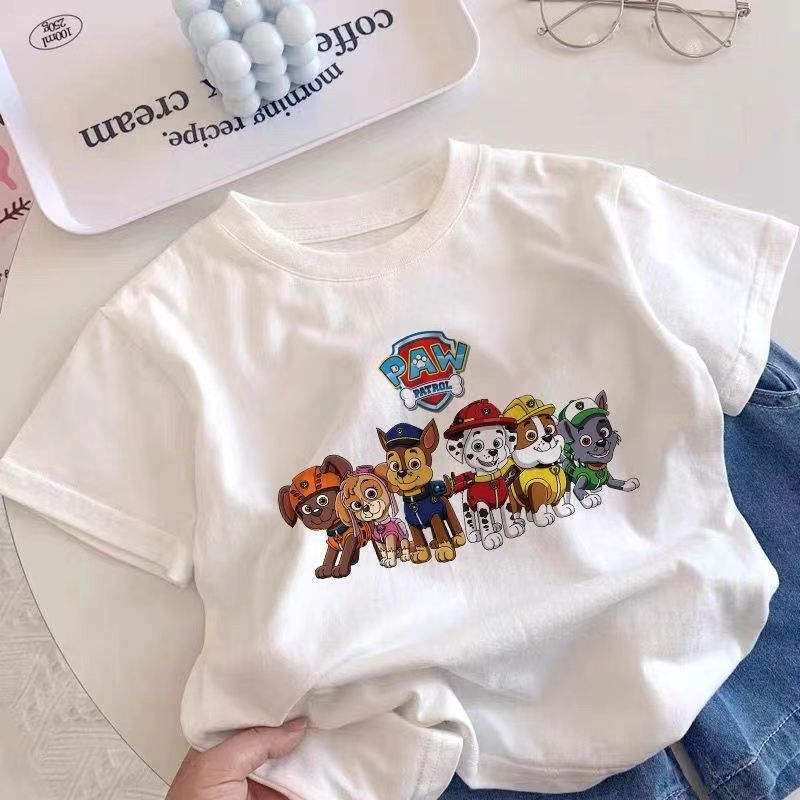 棉儿童T恤男童女童宝宝短袖夏季2025新款童装汪汪队上衣