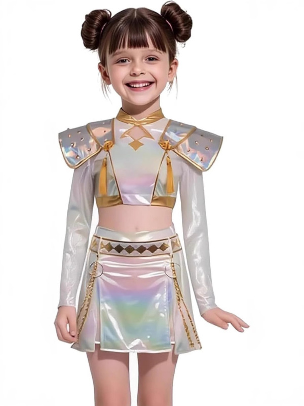 跨境万圣节K-POP猎魔女团cos服米拉佐伊鲁米渐变色儿童打歌服白色|undefined
