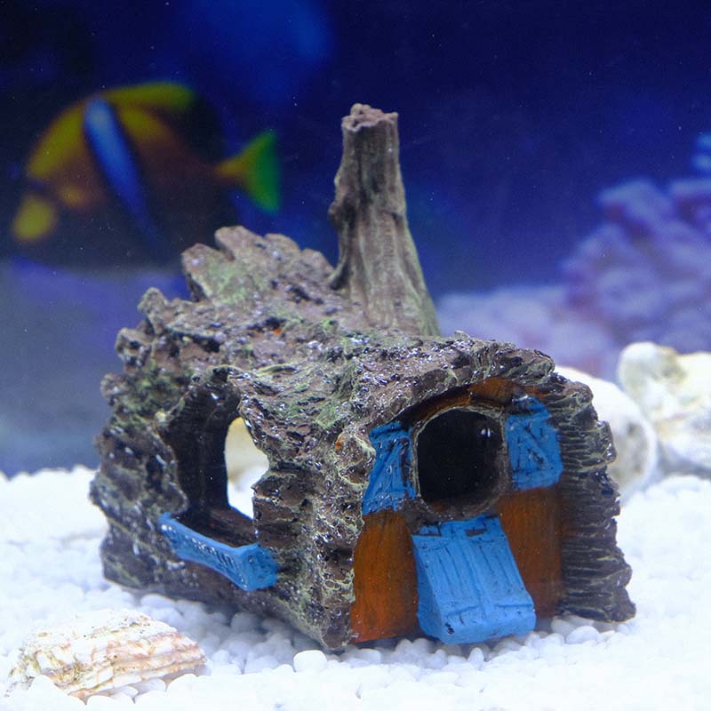 Simulación de paisajismo, tanque de cría de submarino, suministros de acuario, pecera, peces pequeños, casa de refugio, decoración de resina, decoración