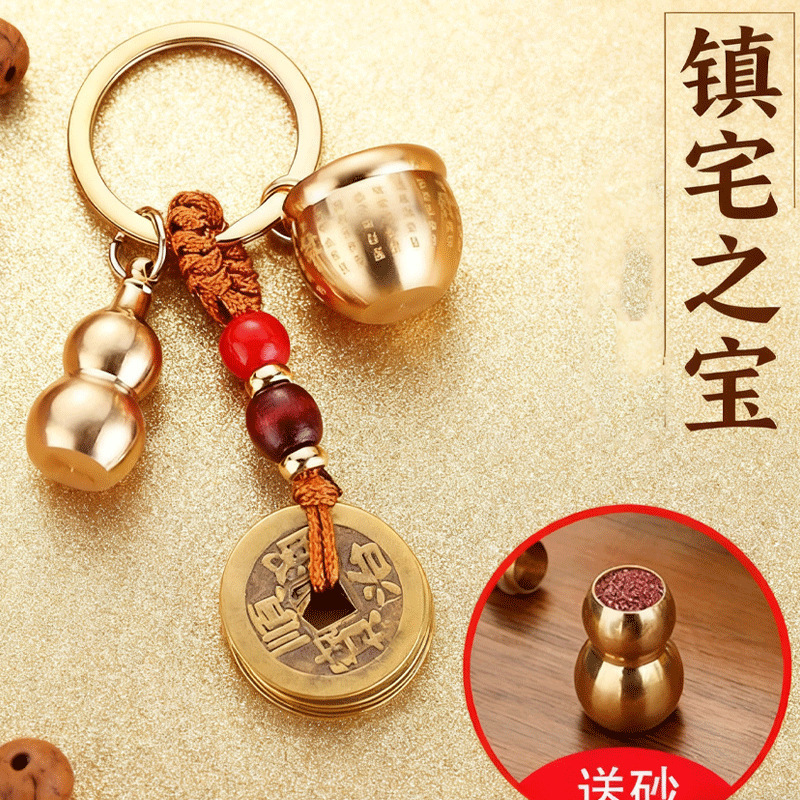 [ドロップシッピング] 富を引き寄せるヘビの新しい Baifu バトル キー チェーン レトロ Fulu ひょうたん キー チェーン 小さなペンダント|undefined
