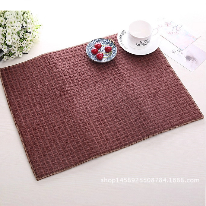 Fábrica hogar necesidades diarias color sólido Plaid microfibra esponja aislamiento térmico absorbente estera de drenaje estera de secado mantel
