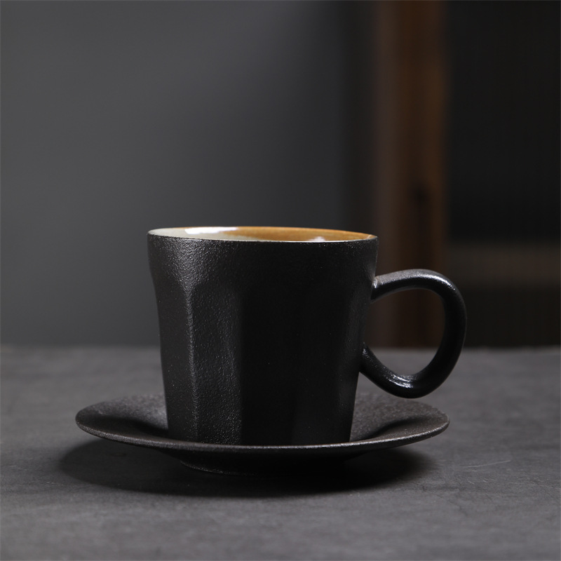 Estilo japonés vintage de cerámica taza de café y platillo traje creativo regalo taza de té de la tarde taza de café de gres