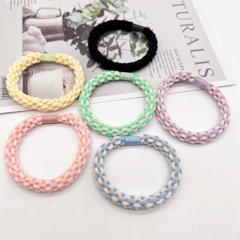 Simple Hair Ties for Girls, Double-Strand Textured Hair Ropes, Bun Hair Ties, Ponytail Elastic Bands, Adult Girls' Hair Accessories Wholesale