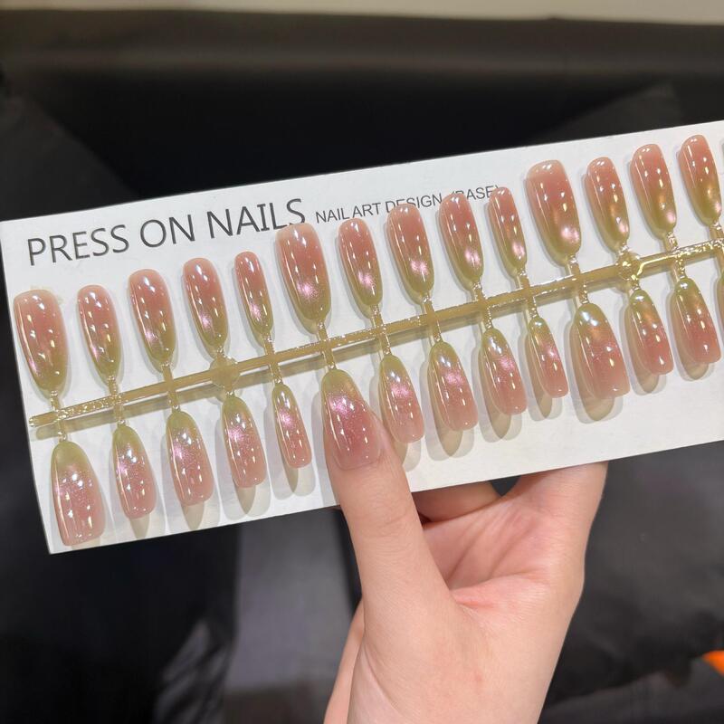 Guava Green Cat Eye Electroplated Nail Art Semi-Finished Glass Bead Candy Summer Pre-Made Nail Pieces 166Ba Guava Green Cat Eye Electroplated Nail Art Semi-Finished Glass Bead Candy Summer Pre-Made Nail Pieces 166Ba