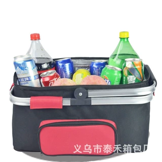 实力厂家定制手提铝架保温包便携菜篮子冰包郊游可折叠午餐包冰包