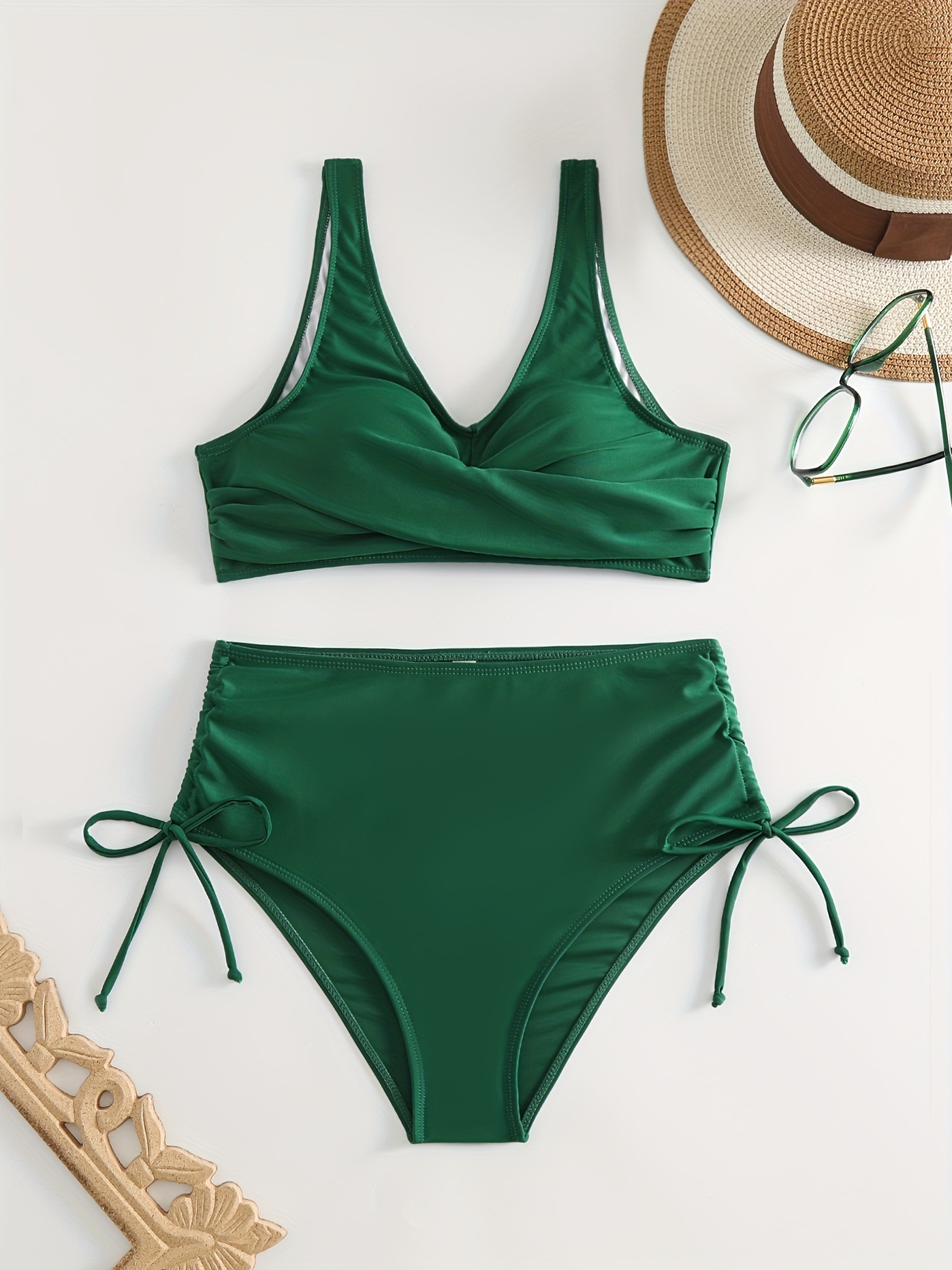 136g Weight Sexy Feel Of Sensation Mid Waist Panties Waist Bikini Panties Style Bralette Bra Category Polyester Fabric Type 2 Pieces Set Quantity Swimming Pool, Beach Occasion Solid Color Pattern Women's Gender Women's Solid Color 2 Pieces Set Bikinis Swimwear 25