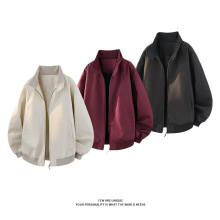 2025秋装新款男士美式复古哈林顿夹克日系飞行立领大码宽松外套男