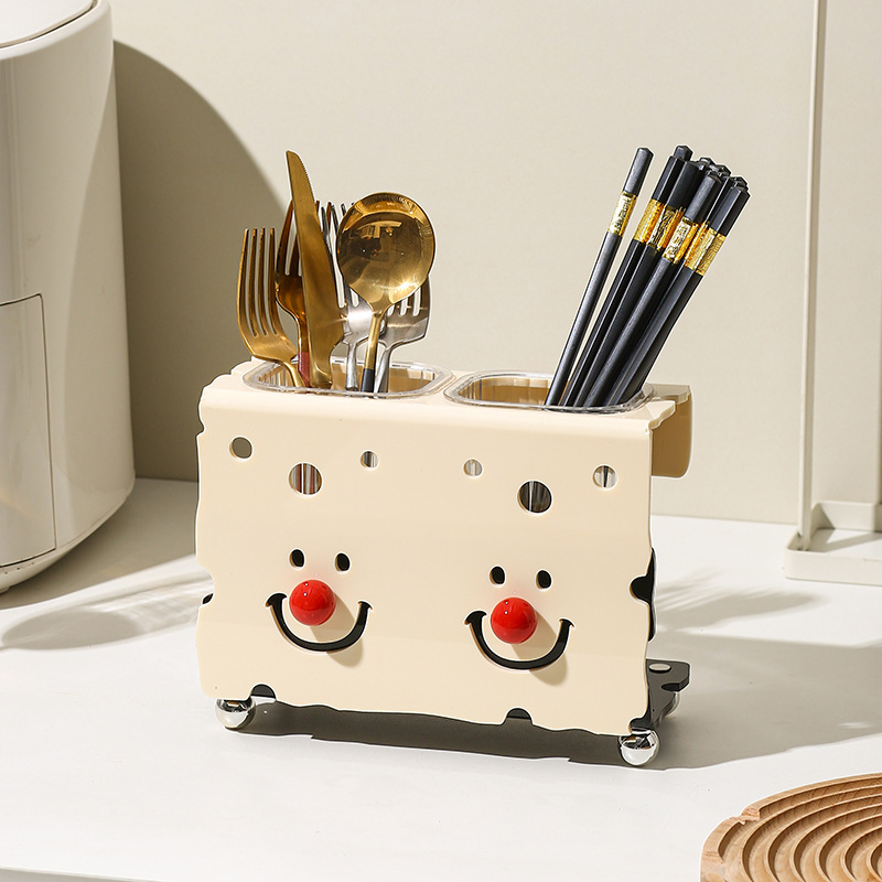 Chopstick Tube Kitchen Storage Rack Household Ceramic Chopstick Tube Cage Spoon Storage Box Chopstick Basket Drain Rack Can Be Wall-mounted