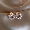 9# flower pearl circle earrings