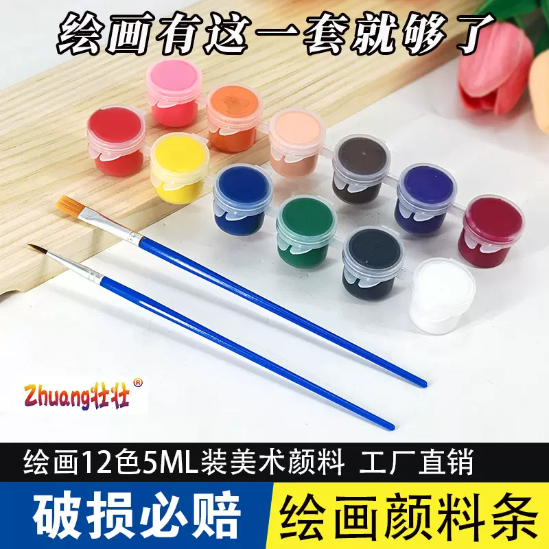 5ML丙烯颜料不掉色防水墙绘美术生6色12色diy涂鸦材料美术颜料