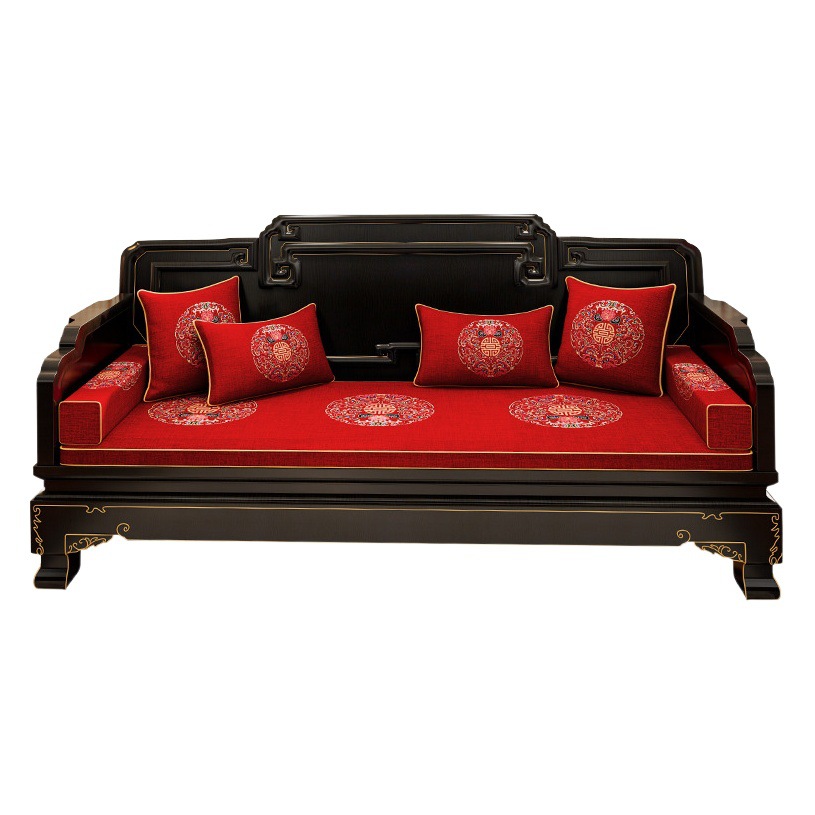 Estilo chino sofá de palo de rosa cojín Arhat cama cubierta muebles de madera maciza silla sofá cojín antideslizante esponja cojín cuatro estaciones