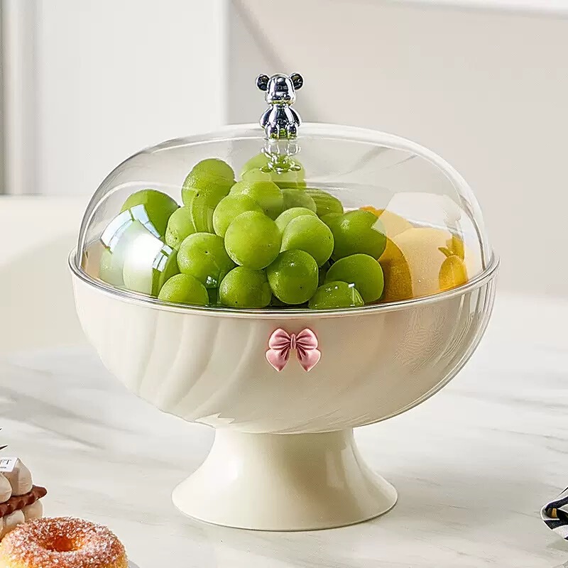 Fruit Plate High-End Accessible Luxury Fruit Bowl Living Room Desktop Storage Household Wedding Candy Box Drain Basket Wedding Snack Box with Lid