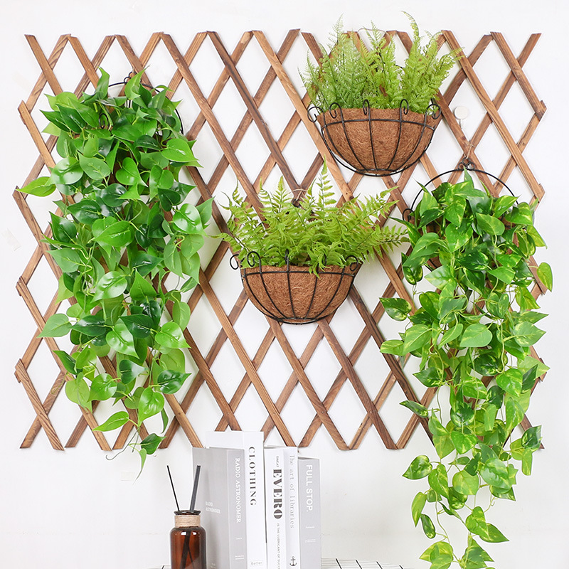 Cesta de flores tejida a mano colgante de pared maceta colgante canasta interior sala de estar sauce paja tejida cesta de flores decorativas semicírculo colgante Cuenca