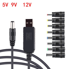 Usb電源昇圧線5v to dc 9 v/12v昇圧変換器線8dcヘッド多機能回転線付き
