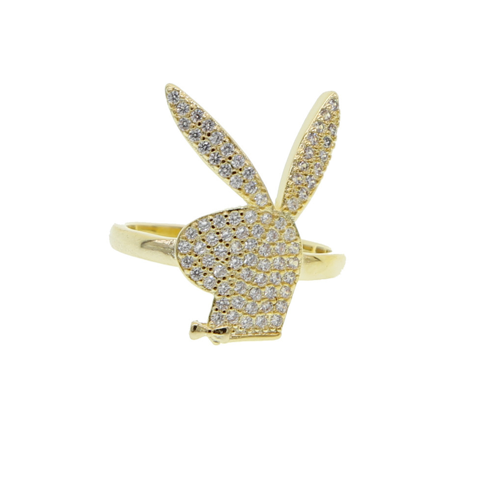 Fashion Rabbit Copper Plating Zircon Open Ring 1 Piece