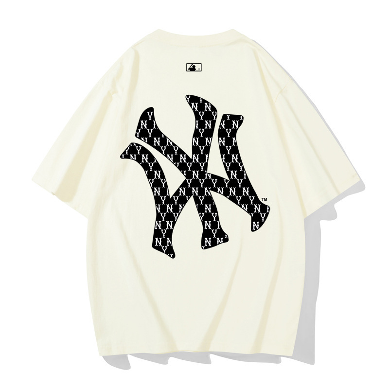 mlb&ny2025夏季美式复古潮牌轻奢男女同款短袖时尚百搭纯棉t恤男|undefined