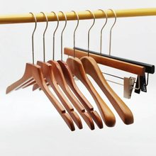 胡桃色实木衣架服装店专用实木无防滑儿童装店女装家用木制裤夹