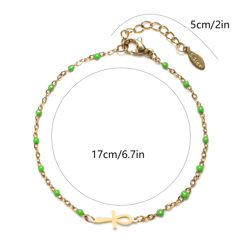 Simple Style Cross Stainless Steel Enamel Plating Bracelets display picture 11