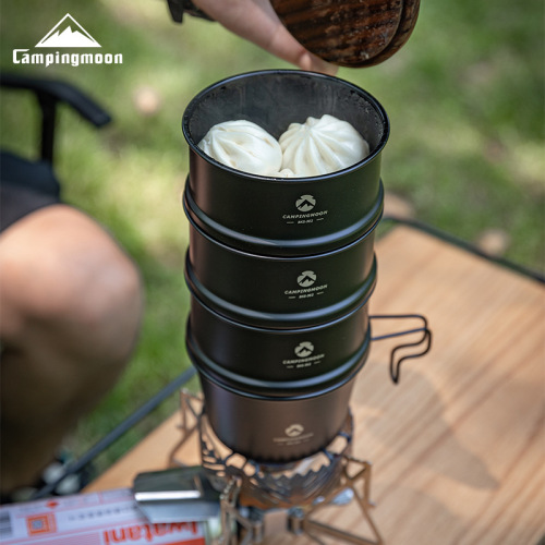 Komen bks-362 stainless steel titanium-plated camping picnic cooker outdoor kitchen utensils small steamer steamer snow pull bowl steamer