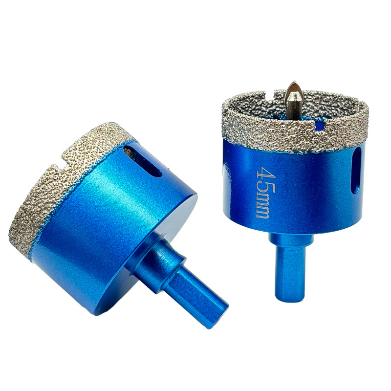 Abridor de orificios de diamante de soldadura fuerte posicionamiento central perforador de vidrio baldosas de cerámica en seco brocas de losa de mármol al por mayor